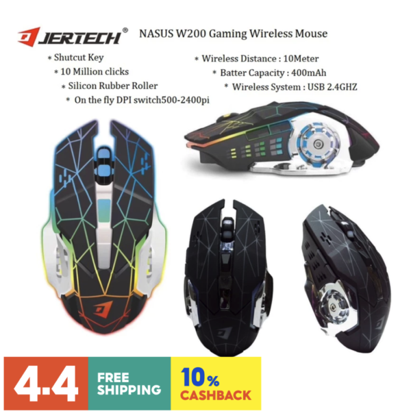 ماوس وايرليس Jertech Nasus W200 Rechargeable Gaming Wireless Mouse