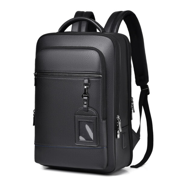 حقيبة Pu Leather Waterproof Business Laptop Backpack Office School Bags Polyester